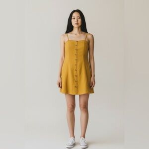 Papaya Linen Button Up Mini Dress w/ Adjustable Straps Large